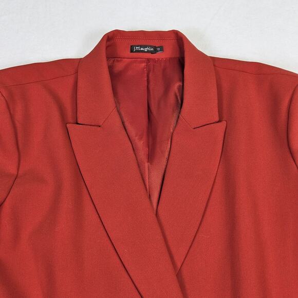 J McLaughlin Womens 12 Double Breasted Blazer Red Preppy Designer Old Money Peak - Picture 8 of 16